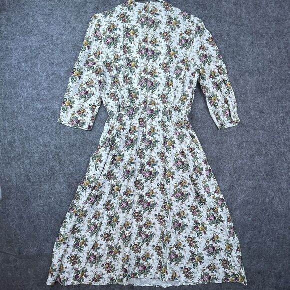 Vintage S L Petites Dress Womens 12 Floral Lace Prairie Cottage Farm Secretary - Picture 2 of 7